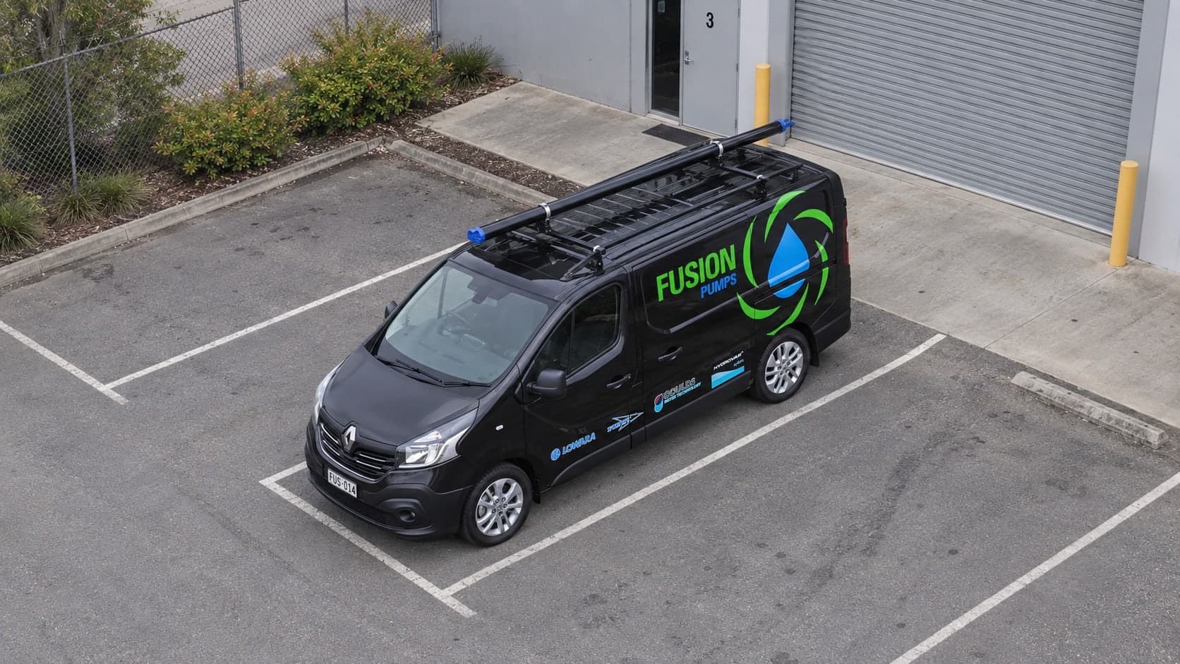Fusion Pumps service van parked at the depot